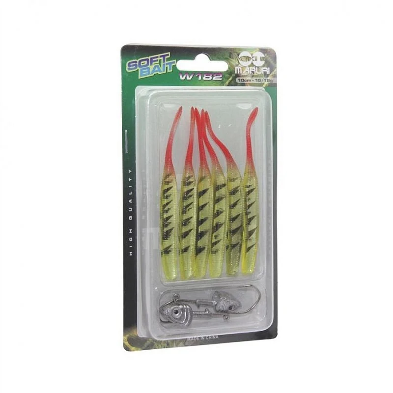 Isca Artificial Maruri Soft Bait W182 10cm - Cartela com 6 unidades + 2 Jig Head